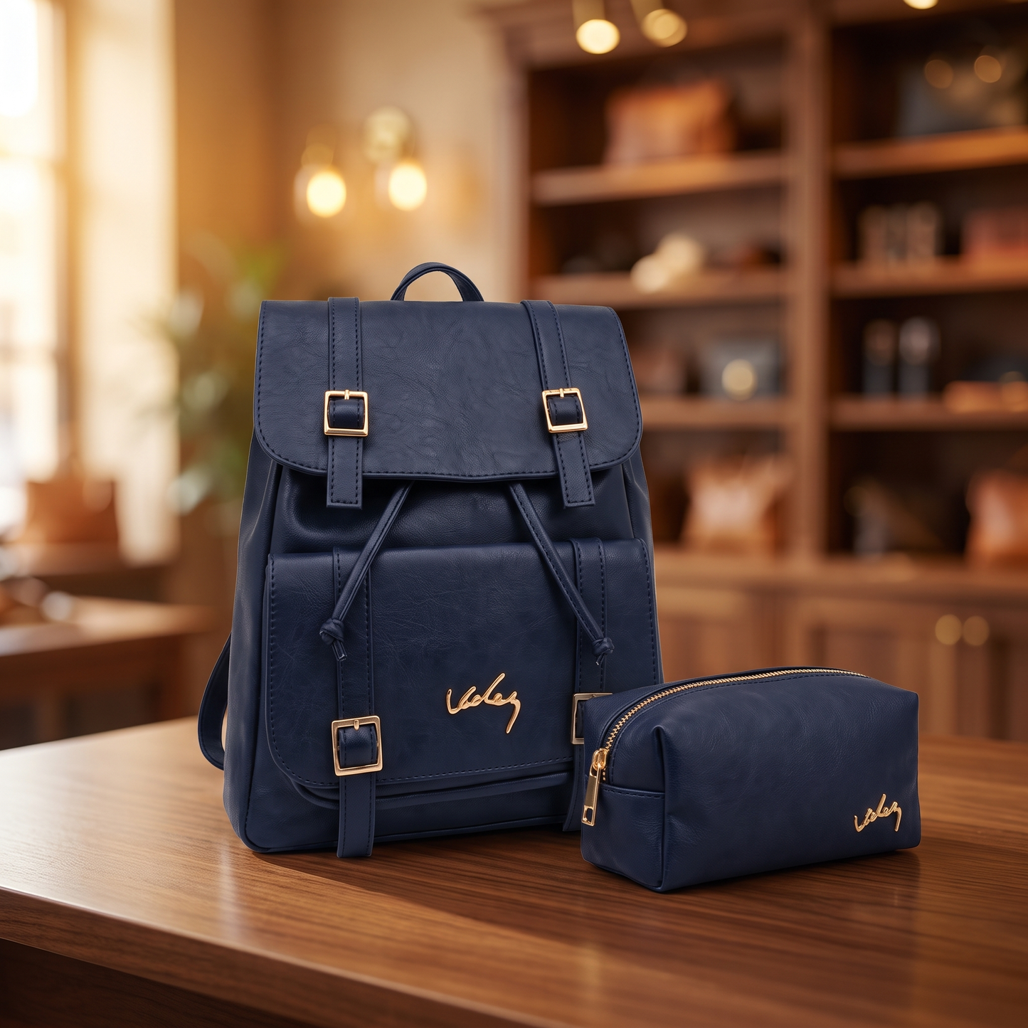 Mochila Vélez en Cuero Premium+ Cosmetiquera GRATIS